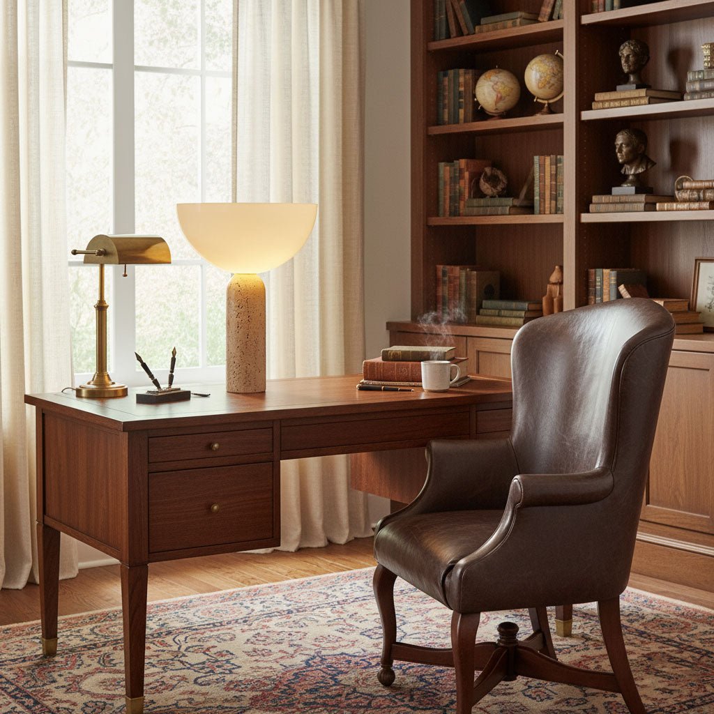 Lampe à poser moderne Truels en Travertin jaune et blanc