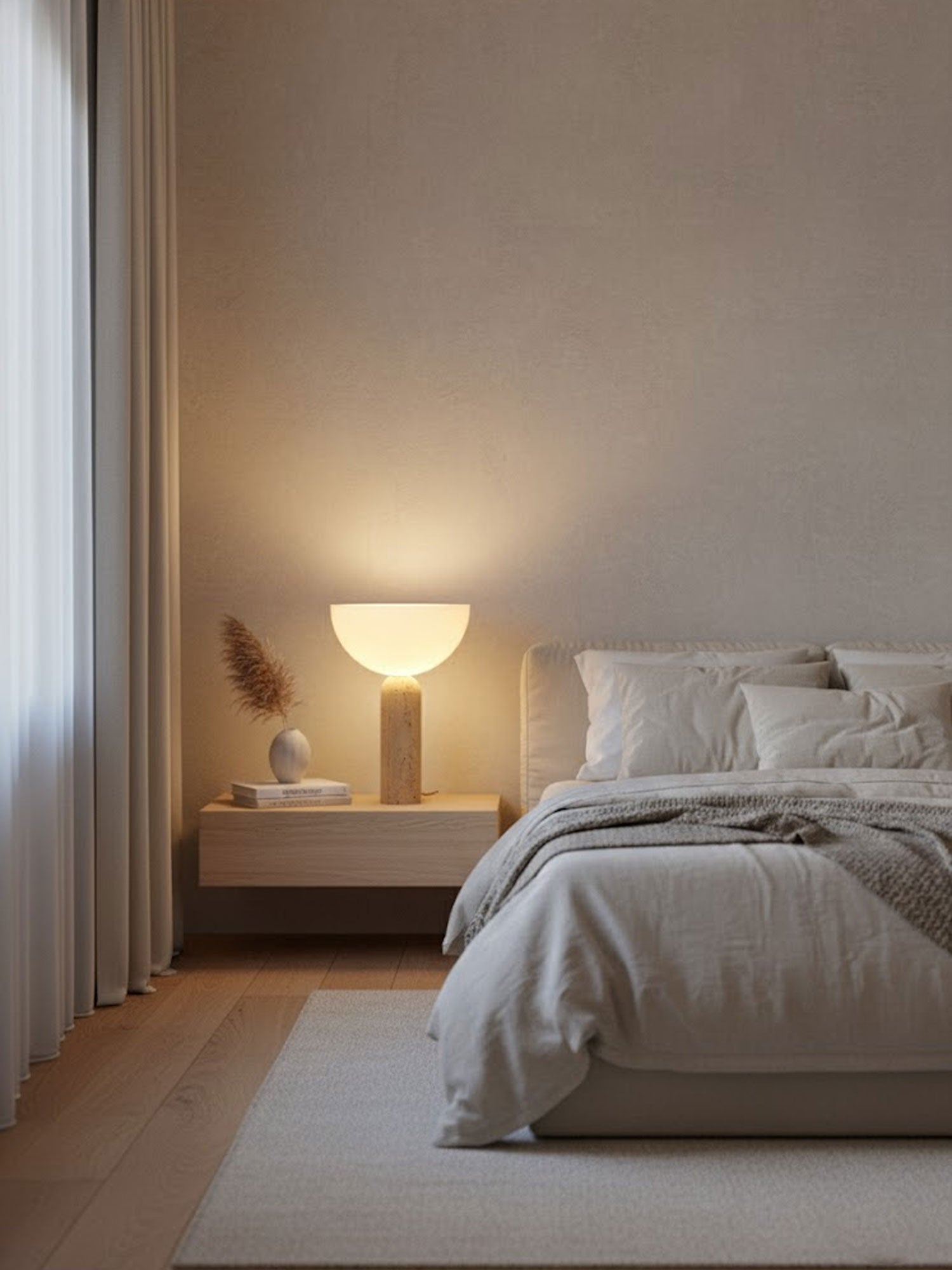 Lampe à poser moderne Truels en Travertin jaune et blanc