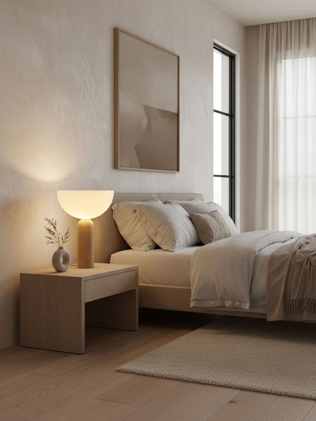 Lampe à poser moderne Truels en Travertin jaune et blanc