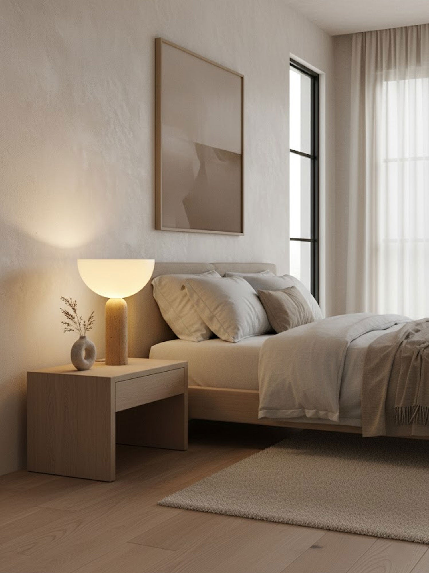 Lampe à poser moderne Truels en Travertin jaune et blanc