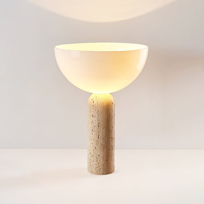 Lampe à poser moderne Truels en Travertin jaune et blanc