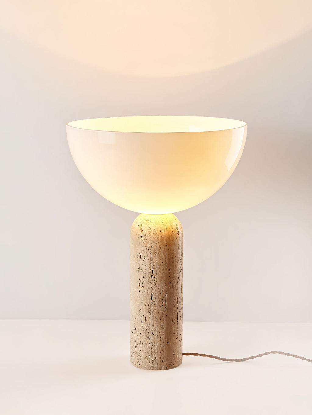 Lampe à poser moderne Truels en Travertin jaune et blanc