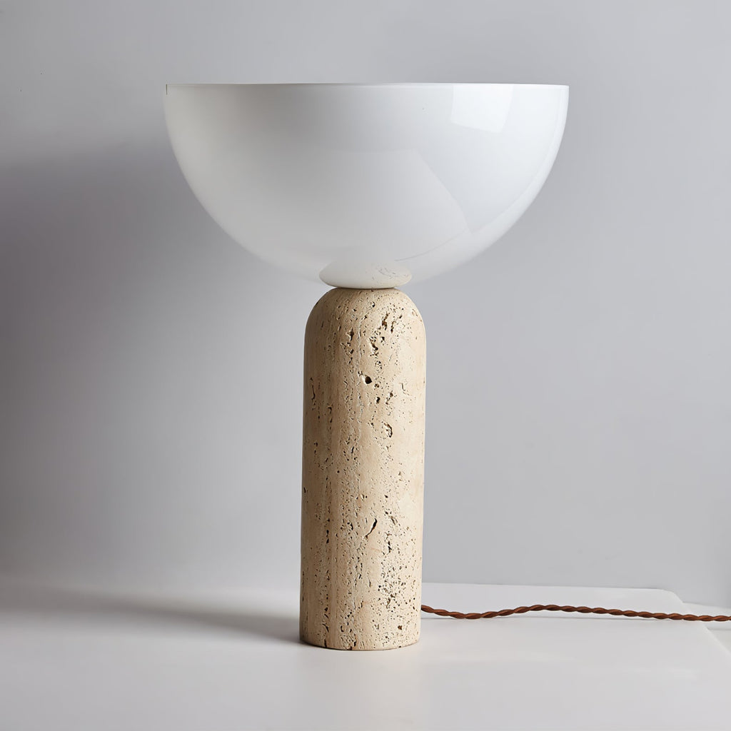 Lampe à poser moderne Truels en Travertin jaune et blanc