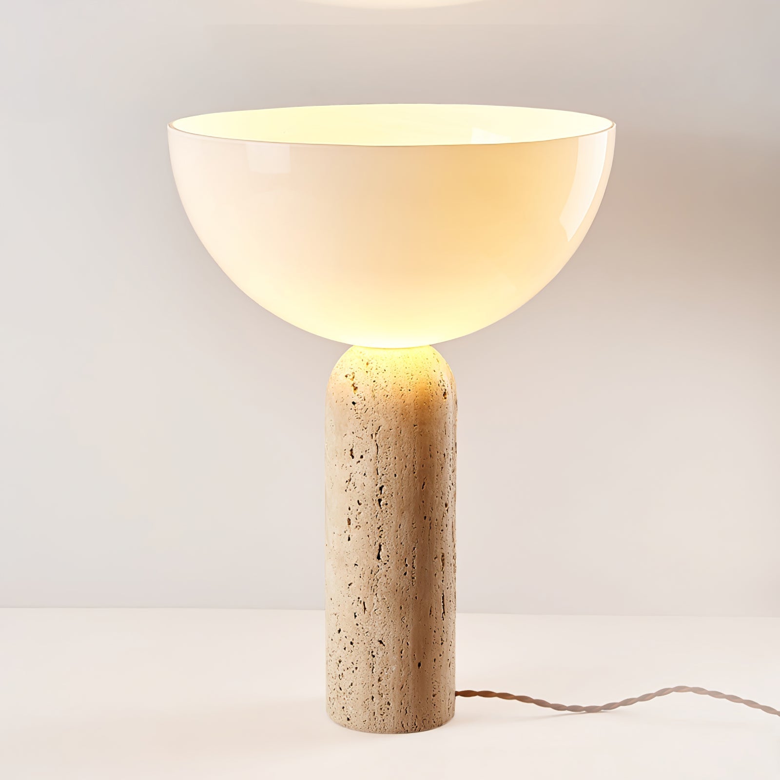 Lampe à poser moderne Truels en Travertin jaune et blanc