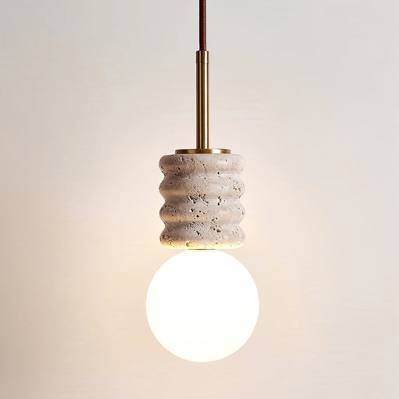 Suspension moderne Herman en Travertin jaune et blanc