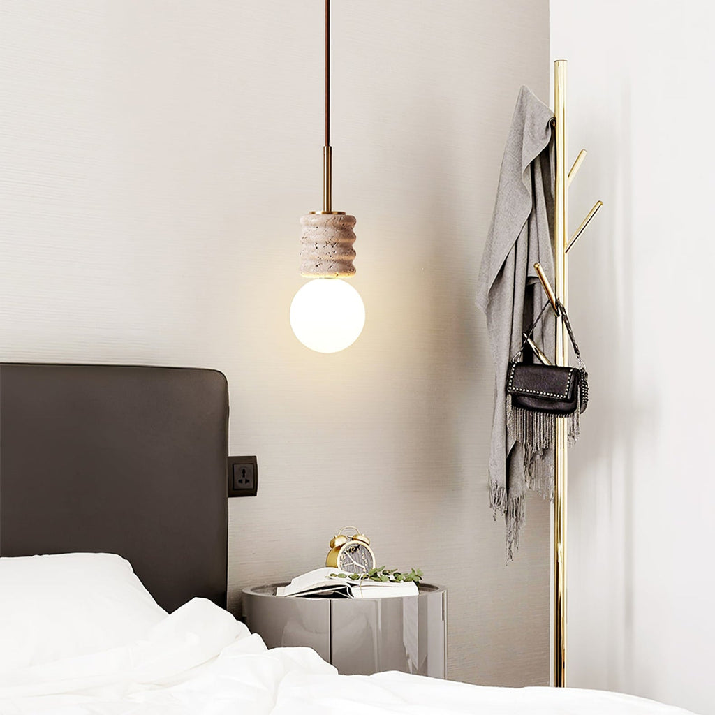 Suspension moderne Herman en Travertin jaune et blanc