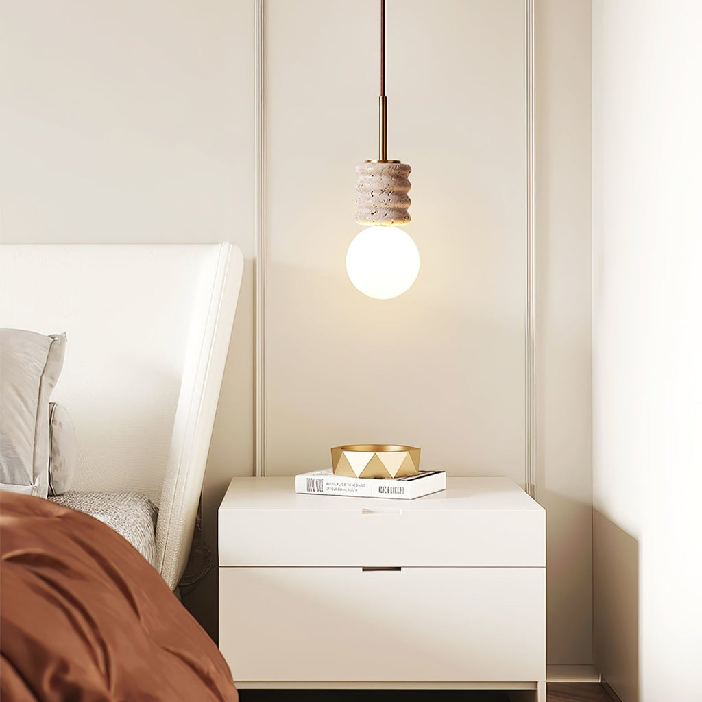 Suspension moderne Herman en Travertin jaune et blanc