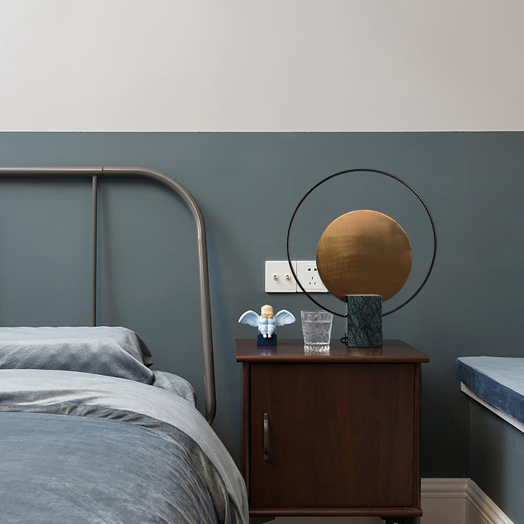 Lampe à poser moderne Duncan en Métal, Marbre Vert et doré