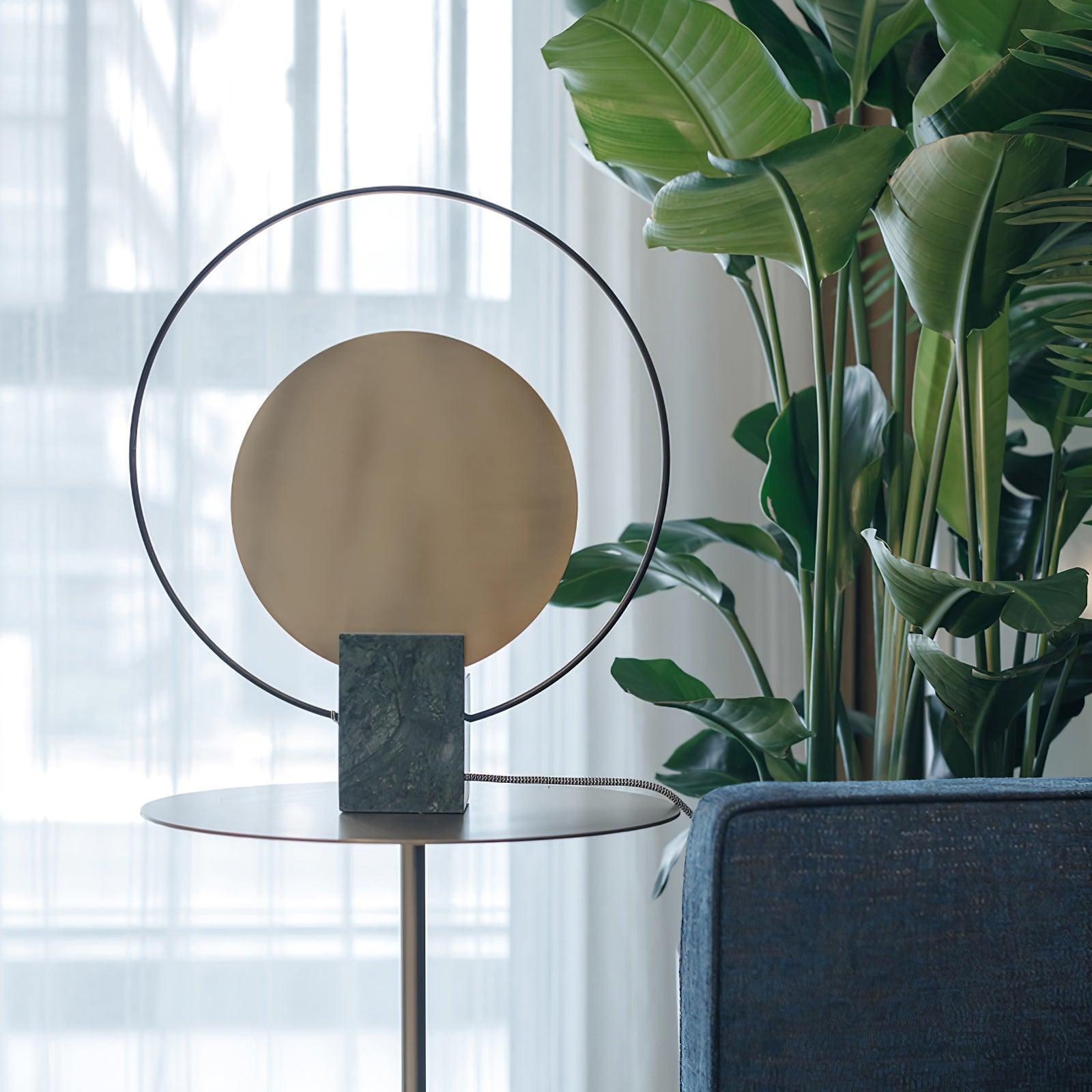 Lampe à poser moderne Duncan en Métal, Marbre Vert et doré