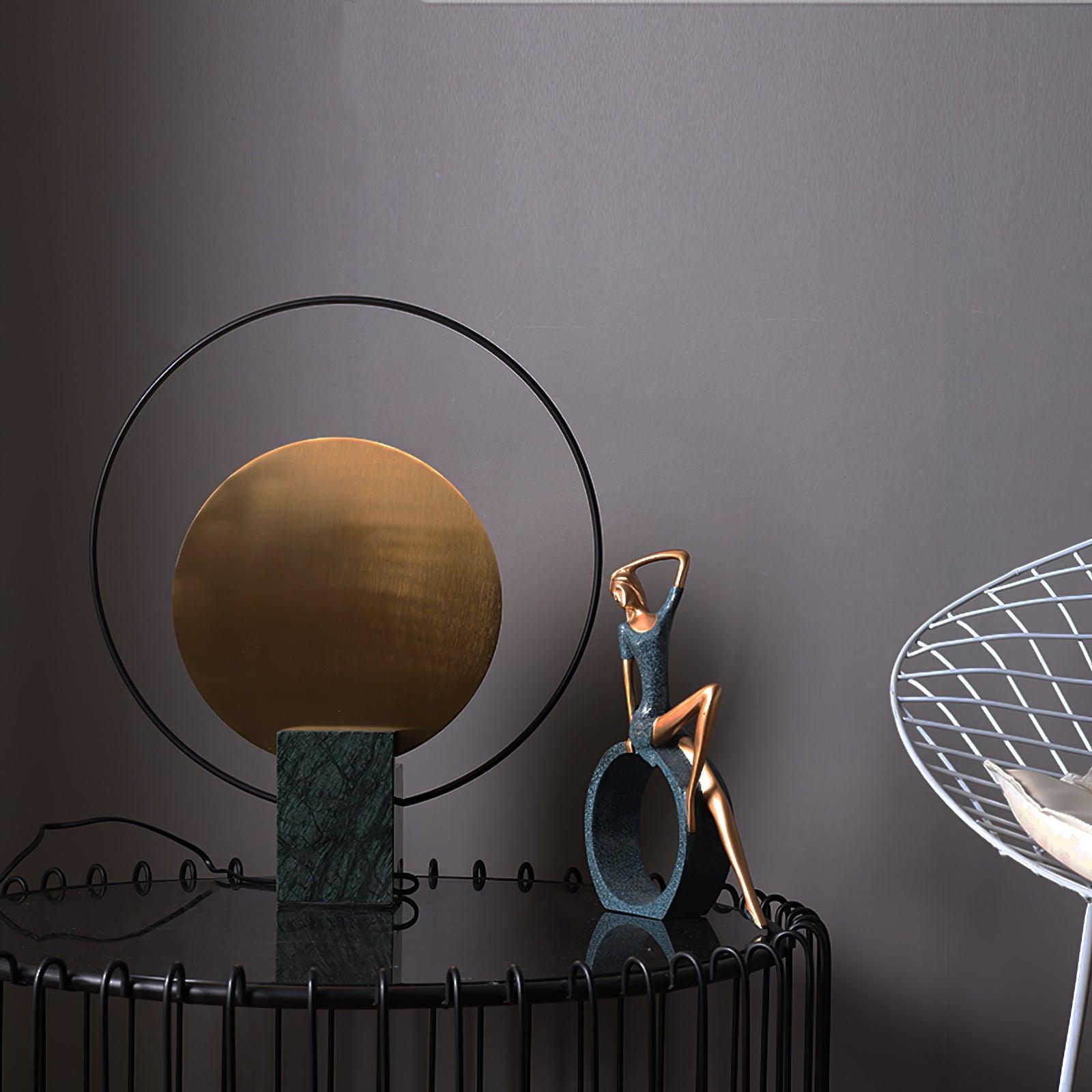 Lampe à poser moderne Duncan en Métal, Marbre Noir et doré