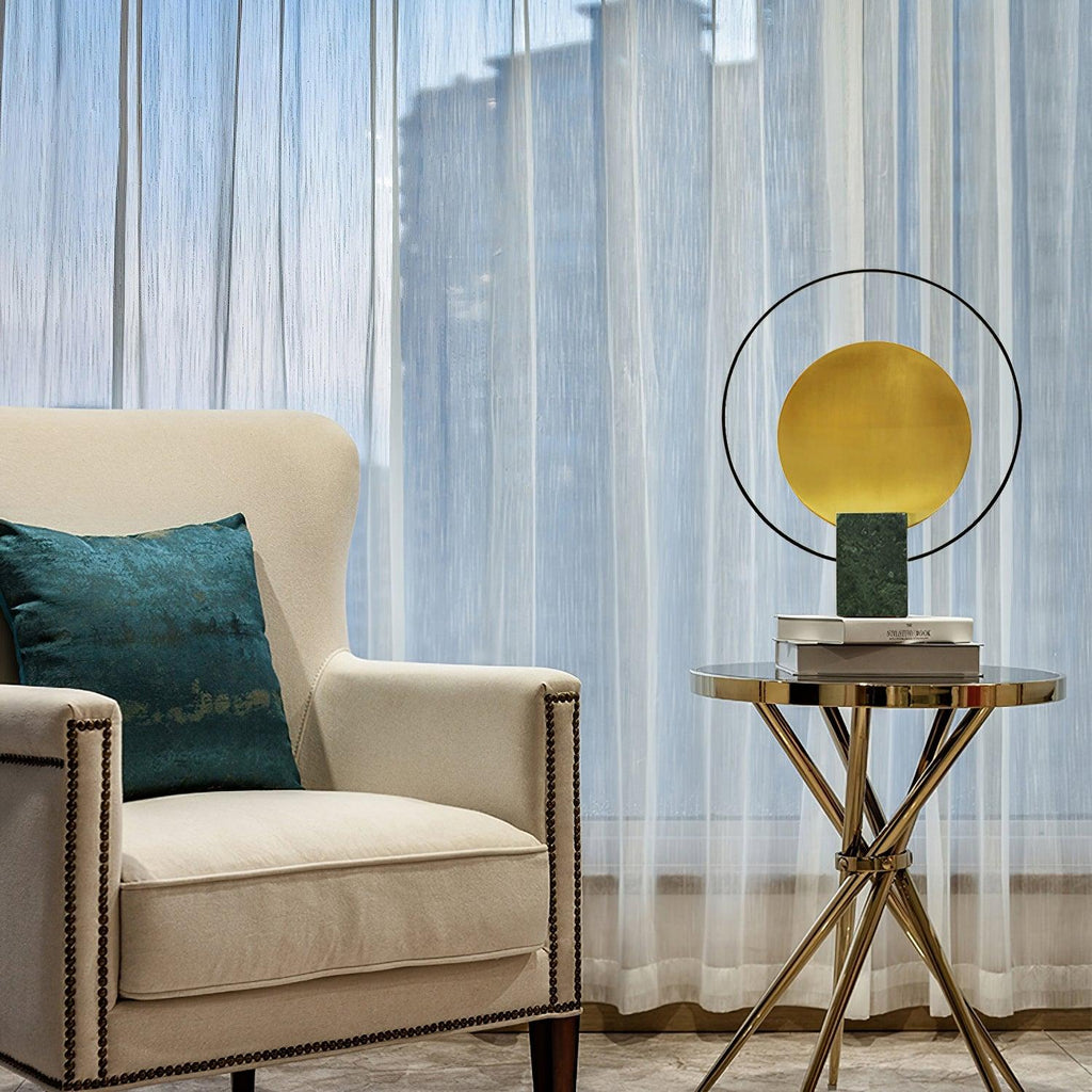 Lampe à poser moderne Duncan en Métal, Marbre Vert et doré
