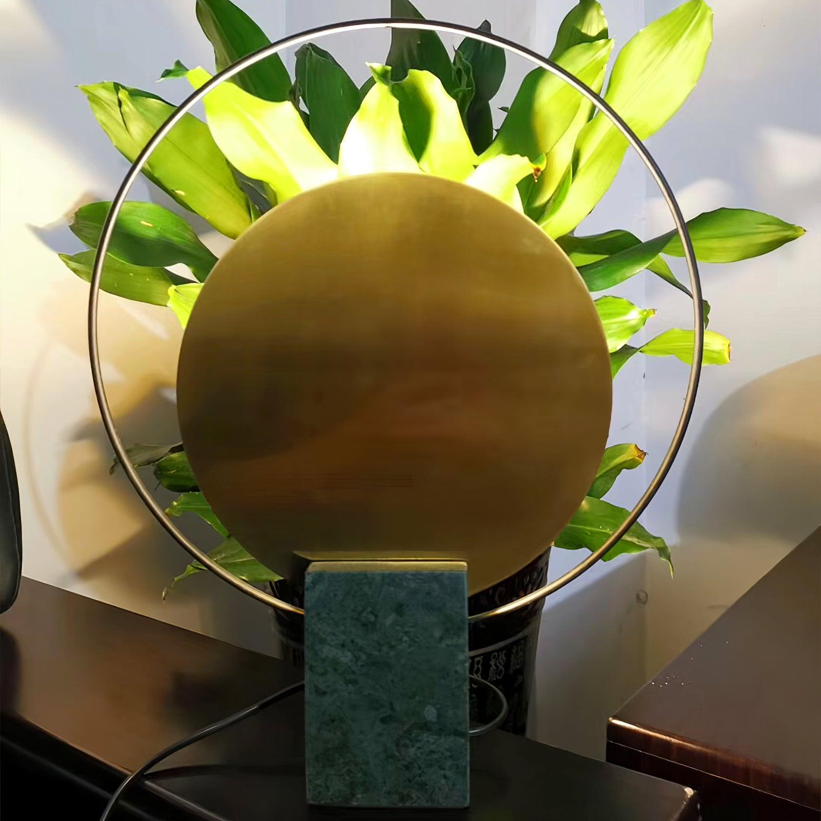 Lampe à poser moderne Duncan en Métal, Marbre Vert et doré