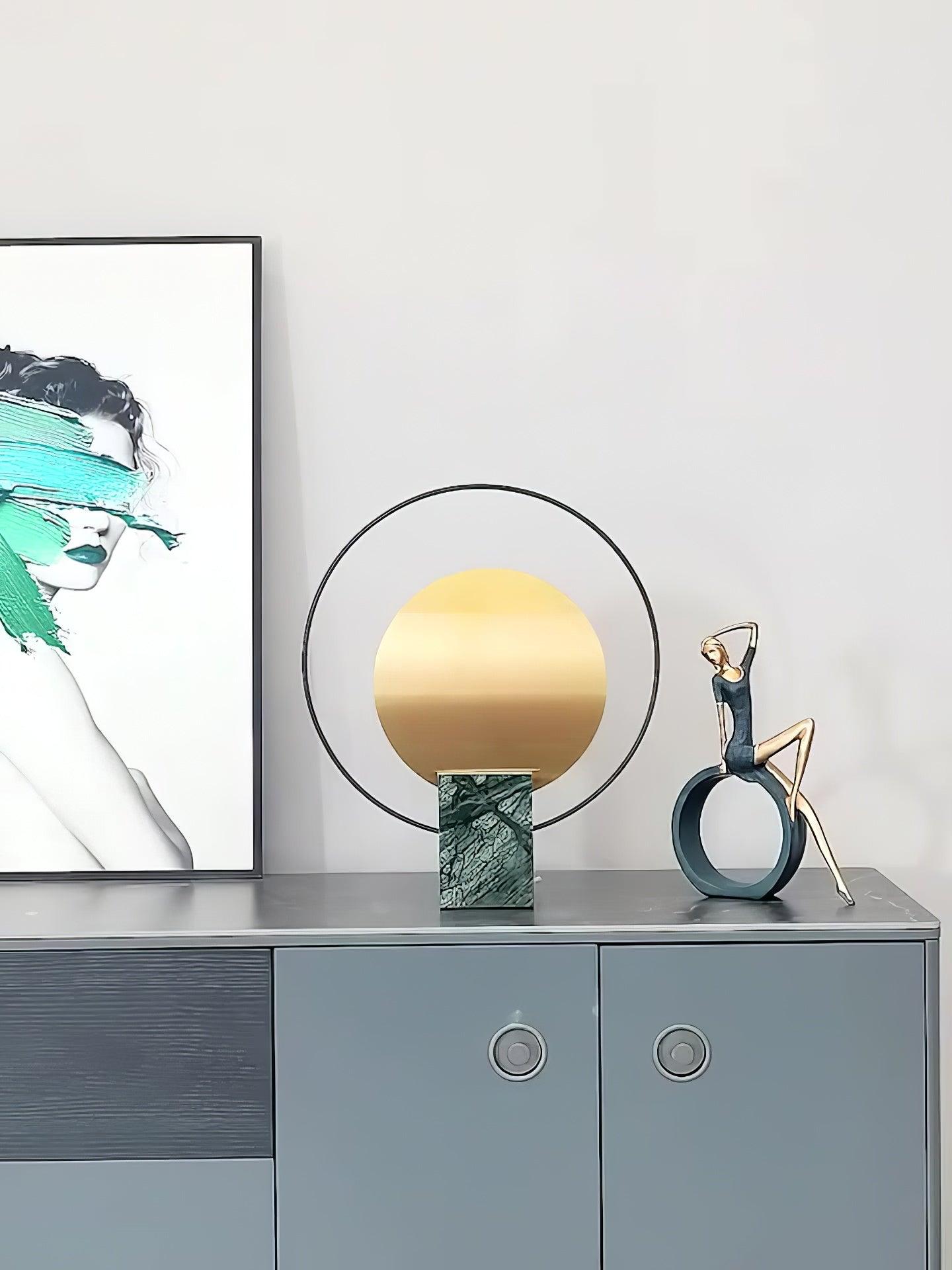 Lampe à poser moderne Duncan en Métal, Marbre Noir et doré