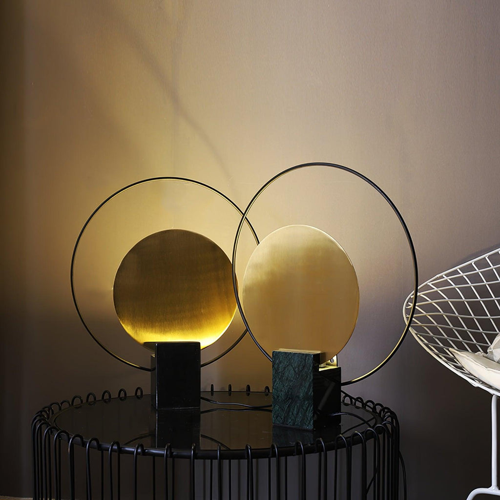 Lampe à poser moderne Duncan en Métal, Marbre Noir et doré