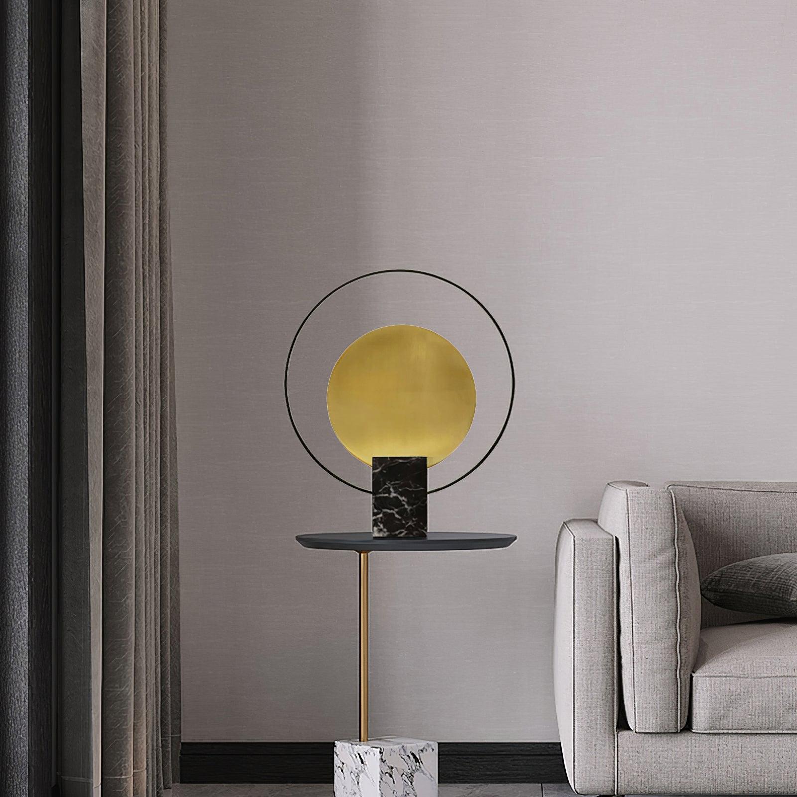 Lampe à poser moderne Duncan en Métal, Marbre Vert et doré