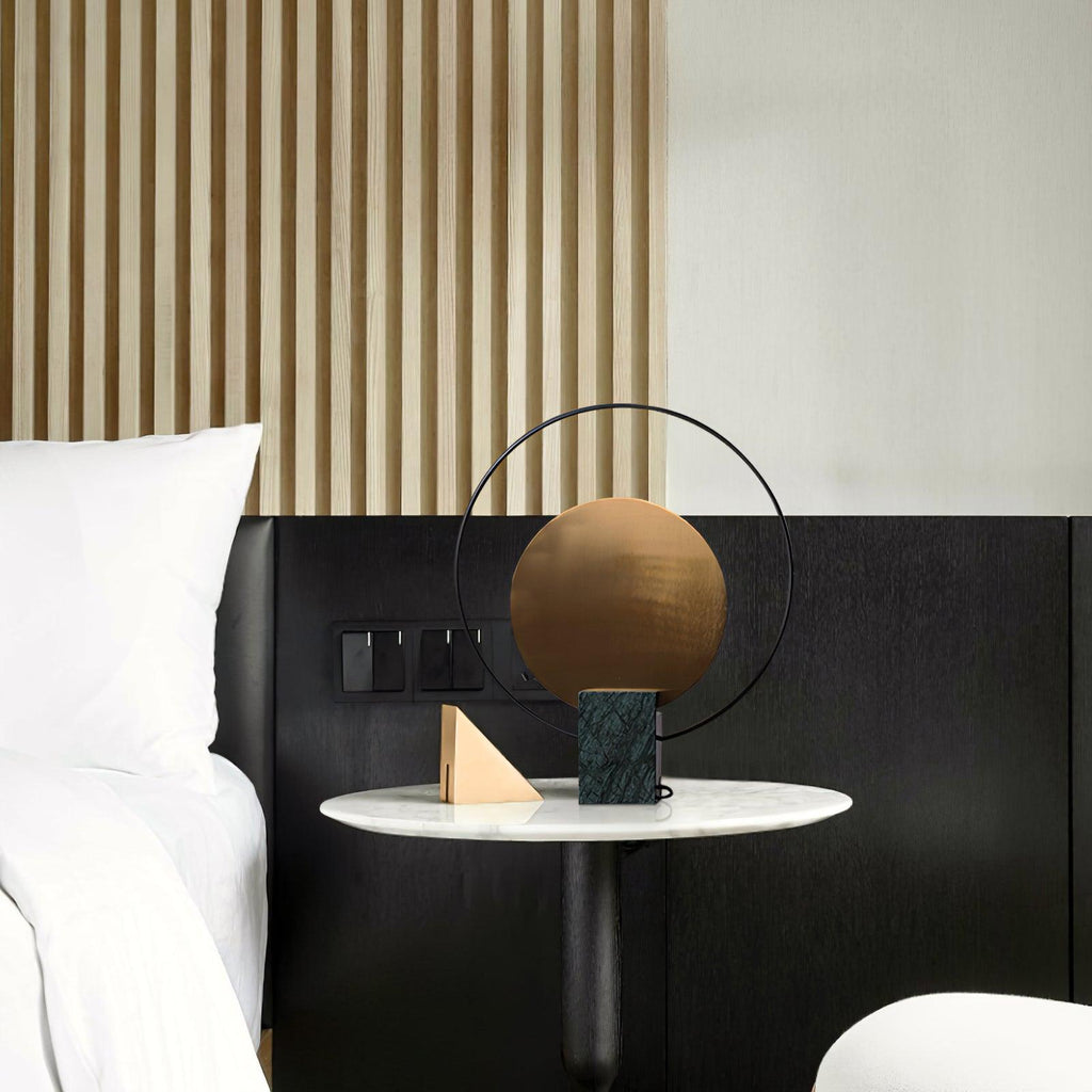 Lampe à poser moderne Duncan en Métal, Marbre Vert et doré