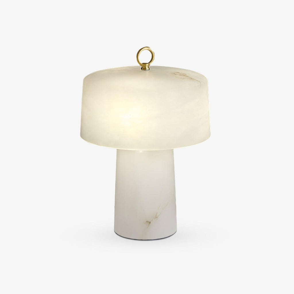 Lampe à poser moderne Walden en Albâtre Blanc et laiton