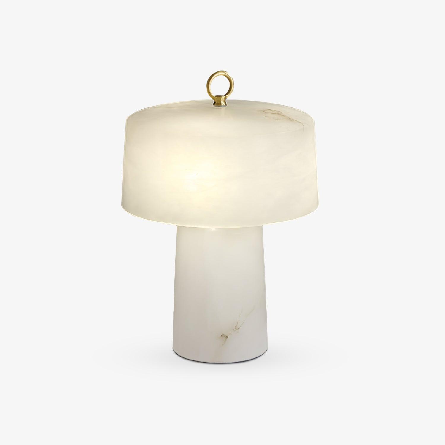 Lampe à poser moderne Walden en Albâtre Blanc et laiton