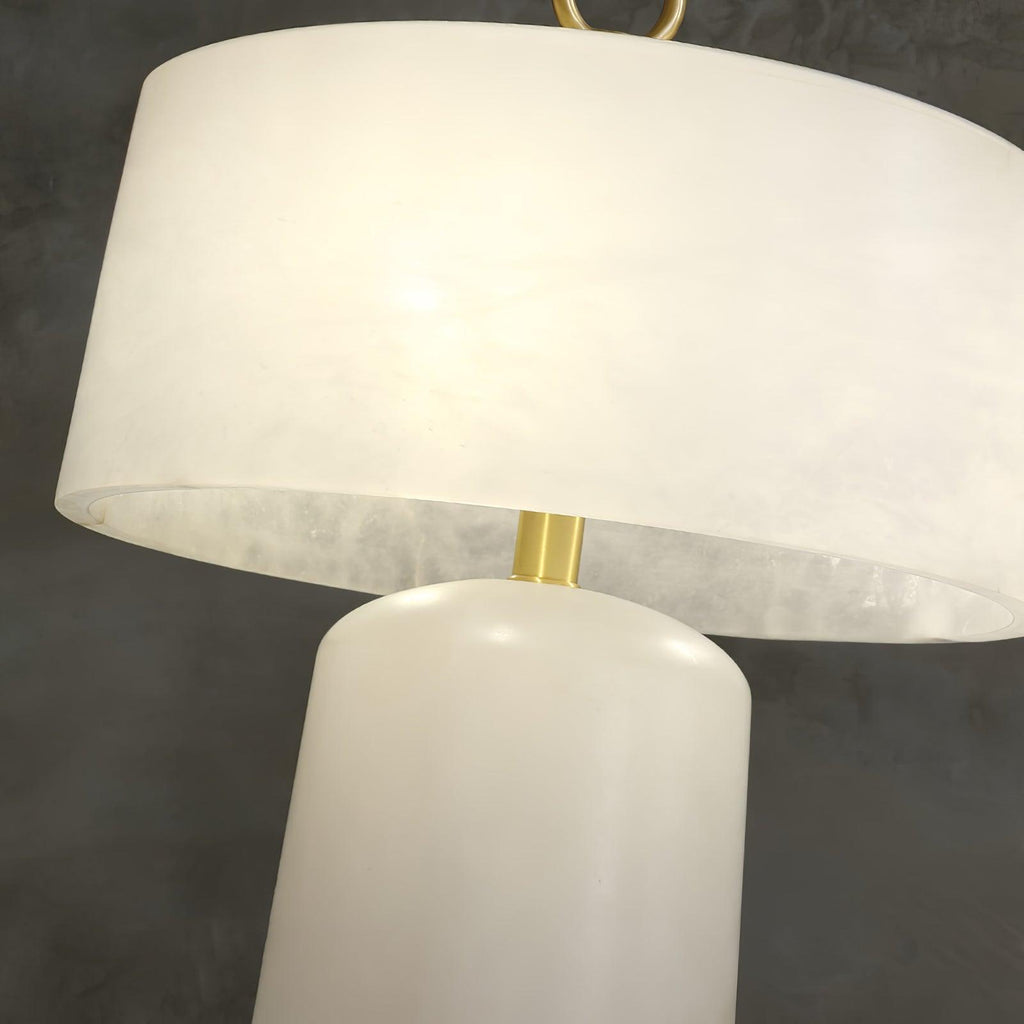 Lampe à poser moderne Walden en Albâtre Blanc et laiton