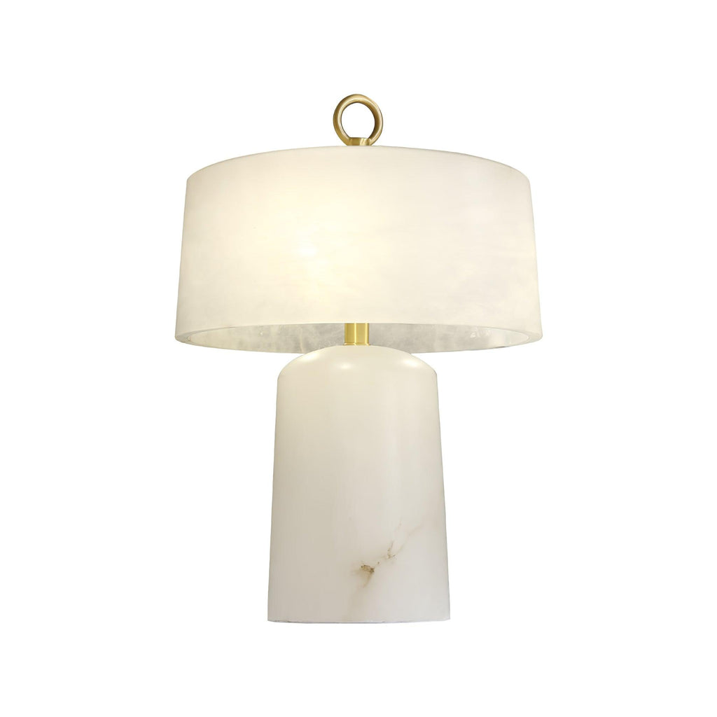 Lampe à poser moderne Walden en Albâtre Blanc et laiton