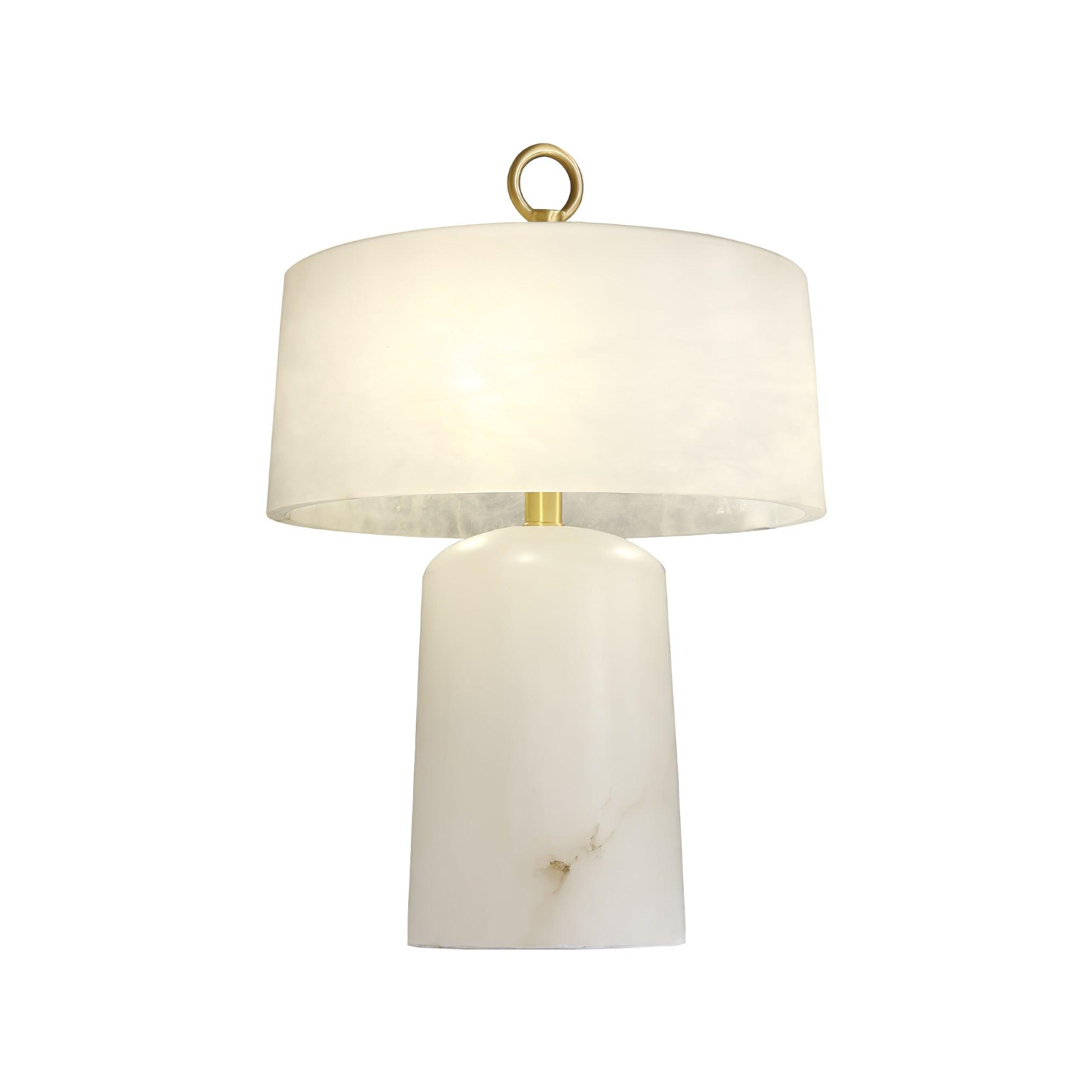 Lampe à poser moderne Walden en Albâtre Blanc et laiton