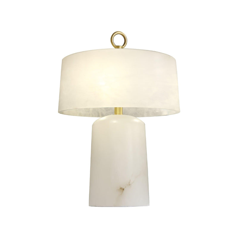 Lampe à poser moderne Walden en Albâtre Blanc et laiton