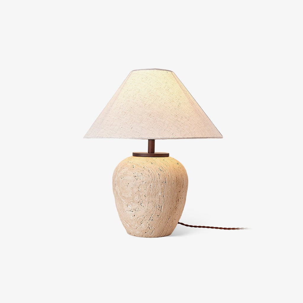 Lampe à poser moderne Vigbert en Travertin Beige et blanc