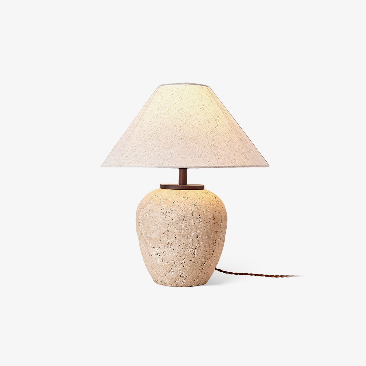 Lampe à poser moderne Vigbert en Travertin Beige et blanc