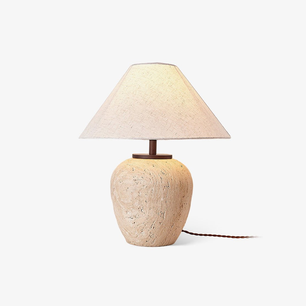 Lampe à poser moderne Vigbert en Travertin Beige et blanc