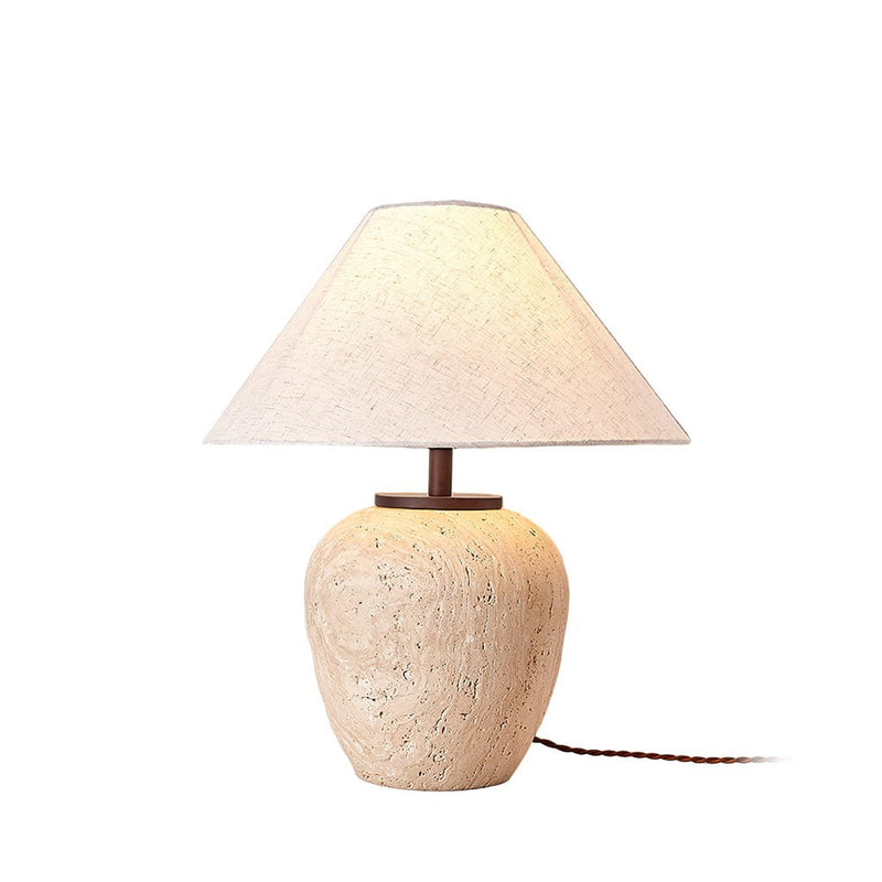 Lampe à poser moderne Vigbert en Travertin Beige et blanc