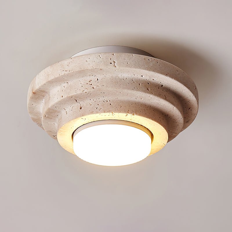 Plafonnier moderne Waldo en Travertin Beige et blanc