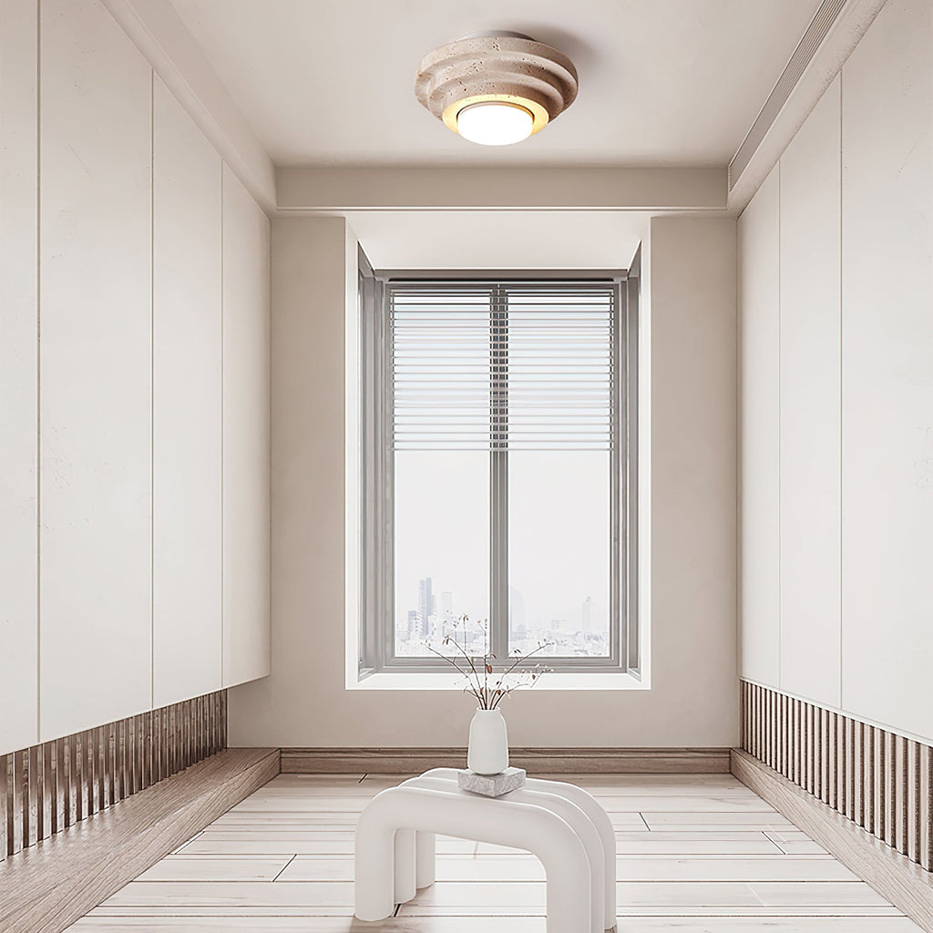 Plafonnier moderne Waldo en Travertin Beige et blanc