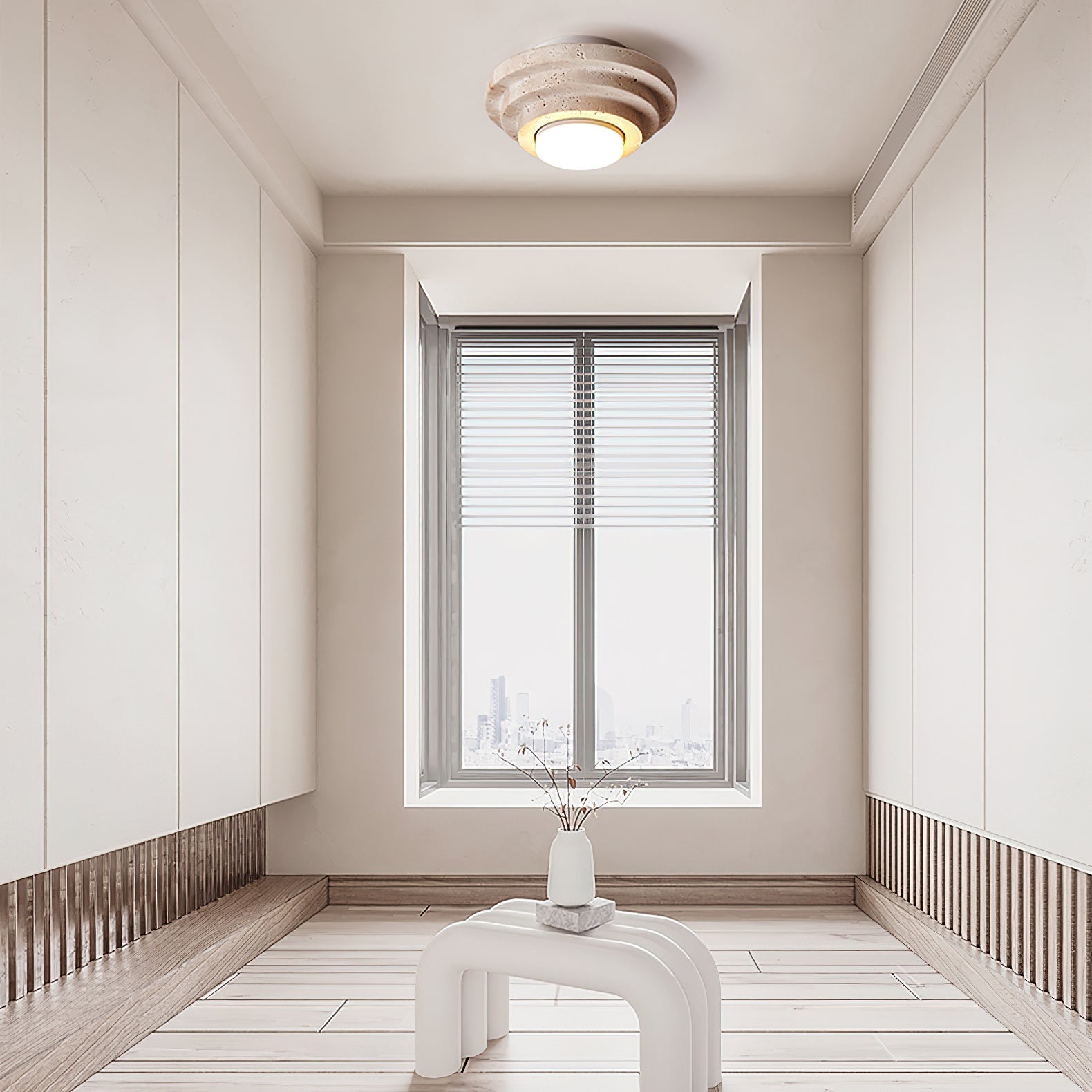 Plafonnier moderne Waldo en Travertin Beige et blanc
