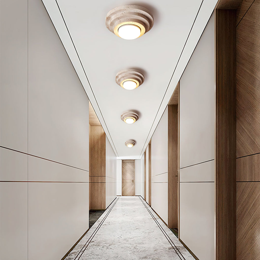 Plafonnier moderne Waldo en Travertin Beige et blanc