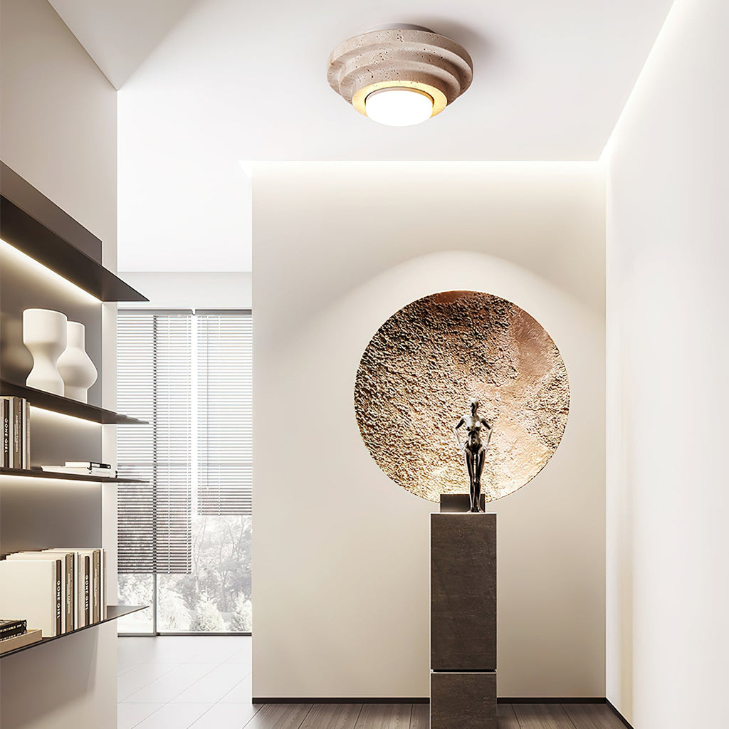 Plafonnier moderne Waldo en Travertin Beige et blanc