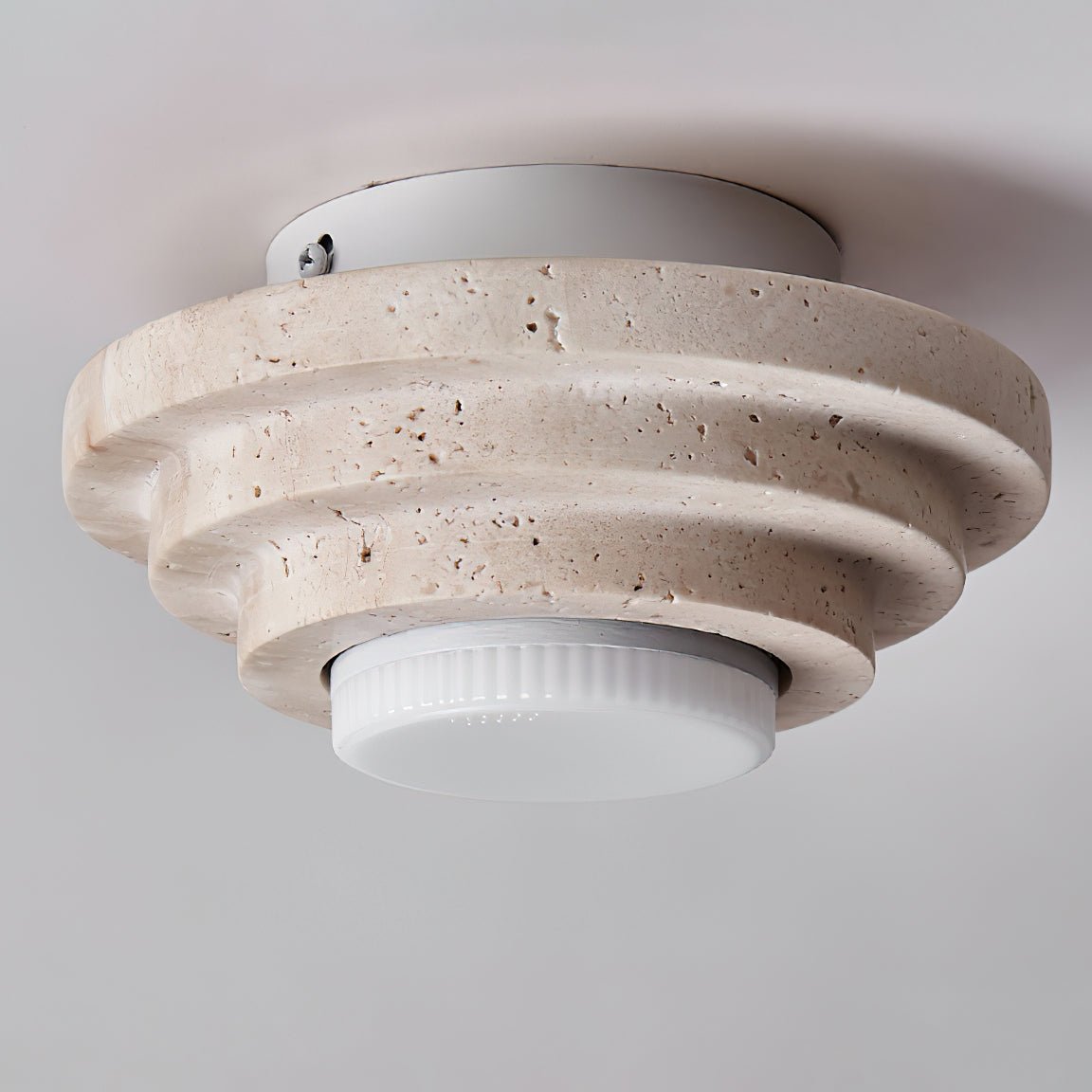 Plafonnier moderne Waldo en Travertin Beige et blanc