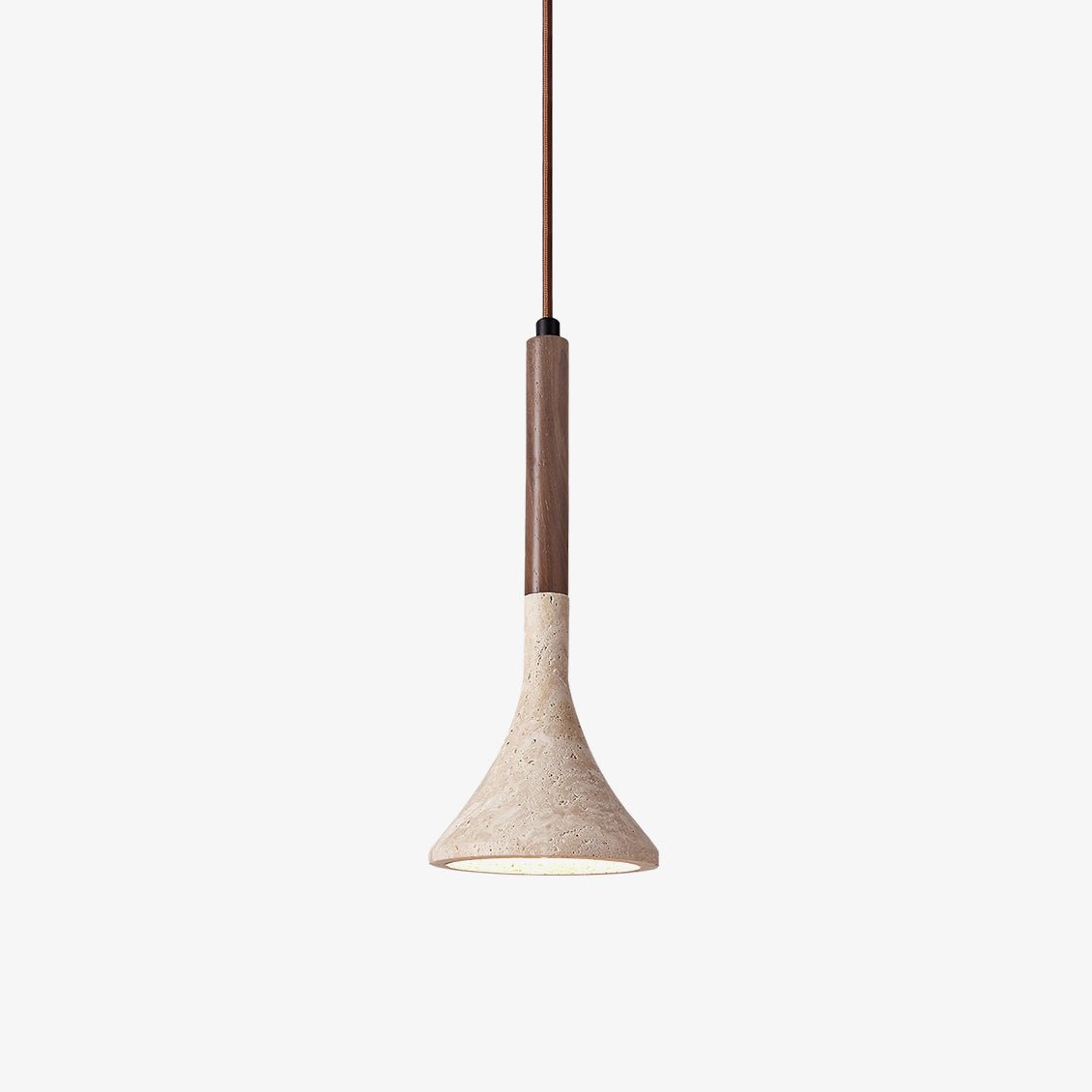 Suspension moderne Percival en Bois et travertin jaune