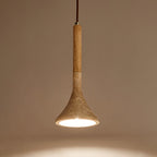 Suspension moderne Percival en Bois et travertin jaune