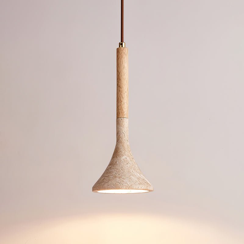 Suspension moderne Percival en Bois et travertin jaune