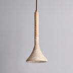 Suspension moderne Percival en Bois et travertin jaune
