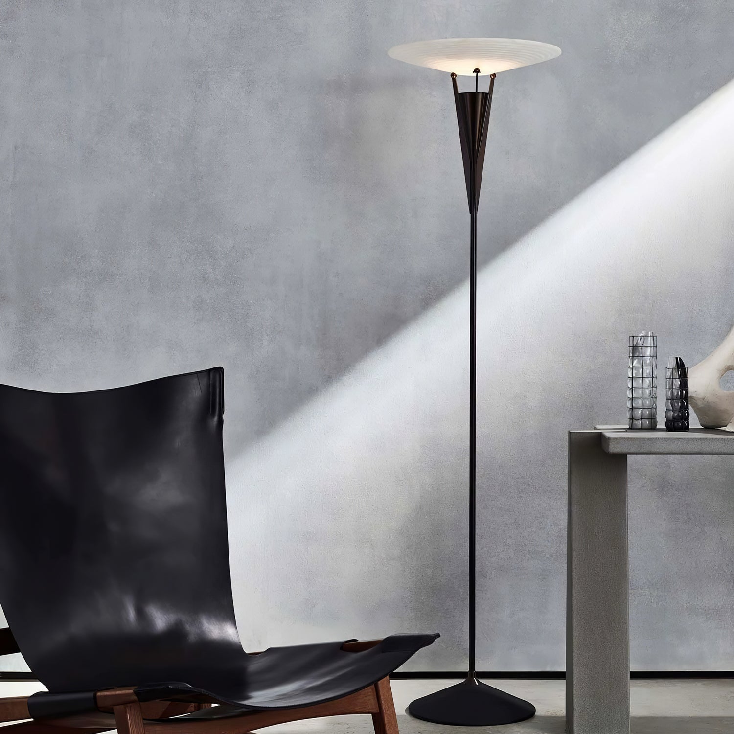 Lampadaire moderne Refil en Albâtre Cuivre