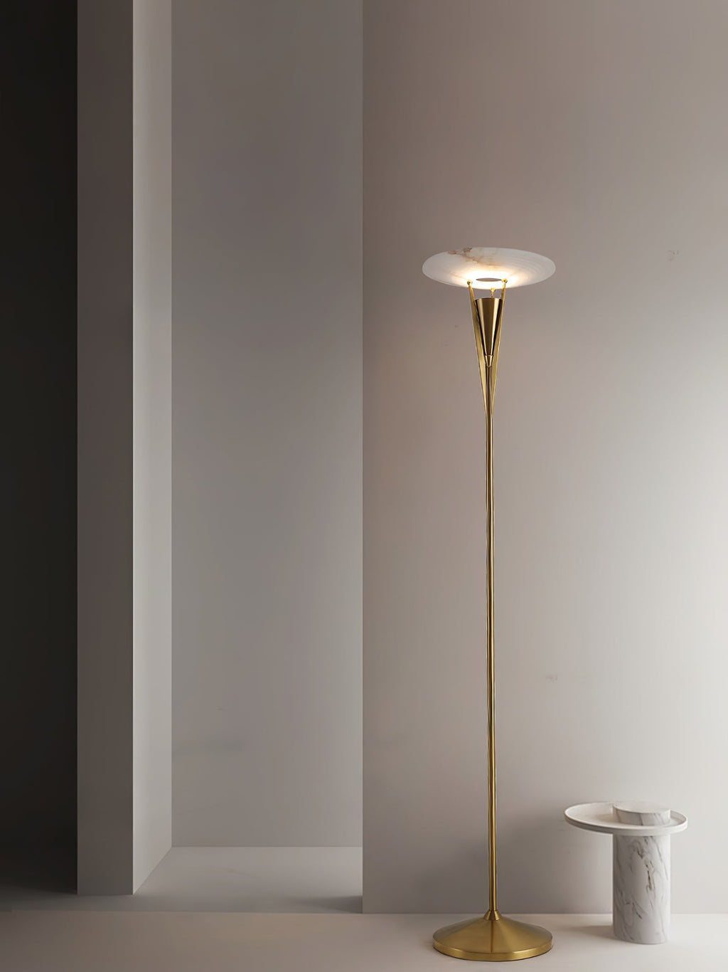 Lampadaire moderne Refil en Albâtre Cuivre