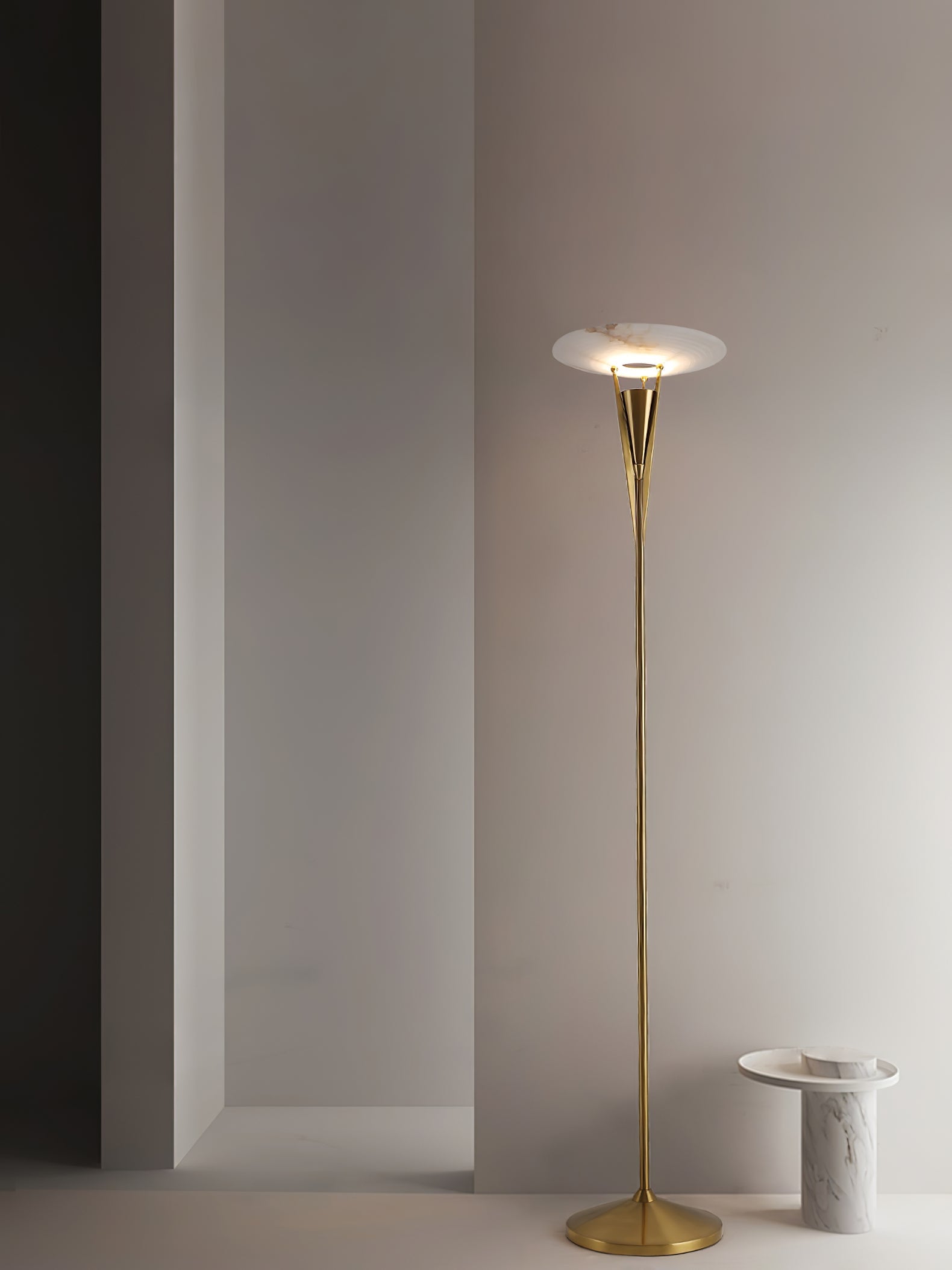 Lampadaire moderne Refil en Albâtre Cuivre