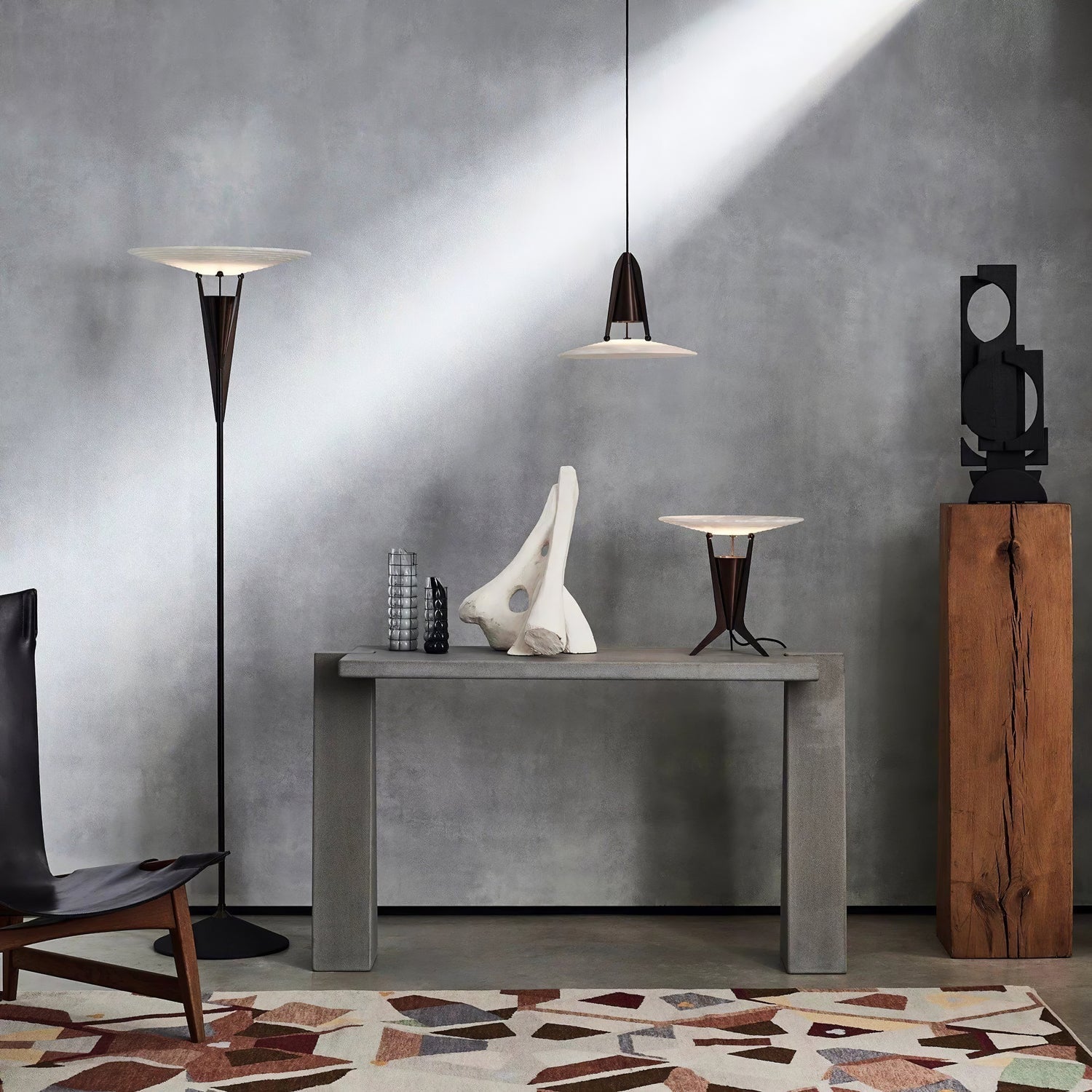 Lampadaire moderne Refil en Albâtre Cuivre