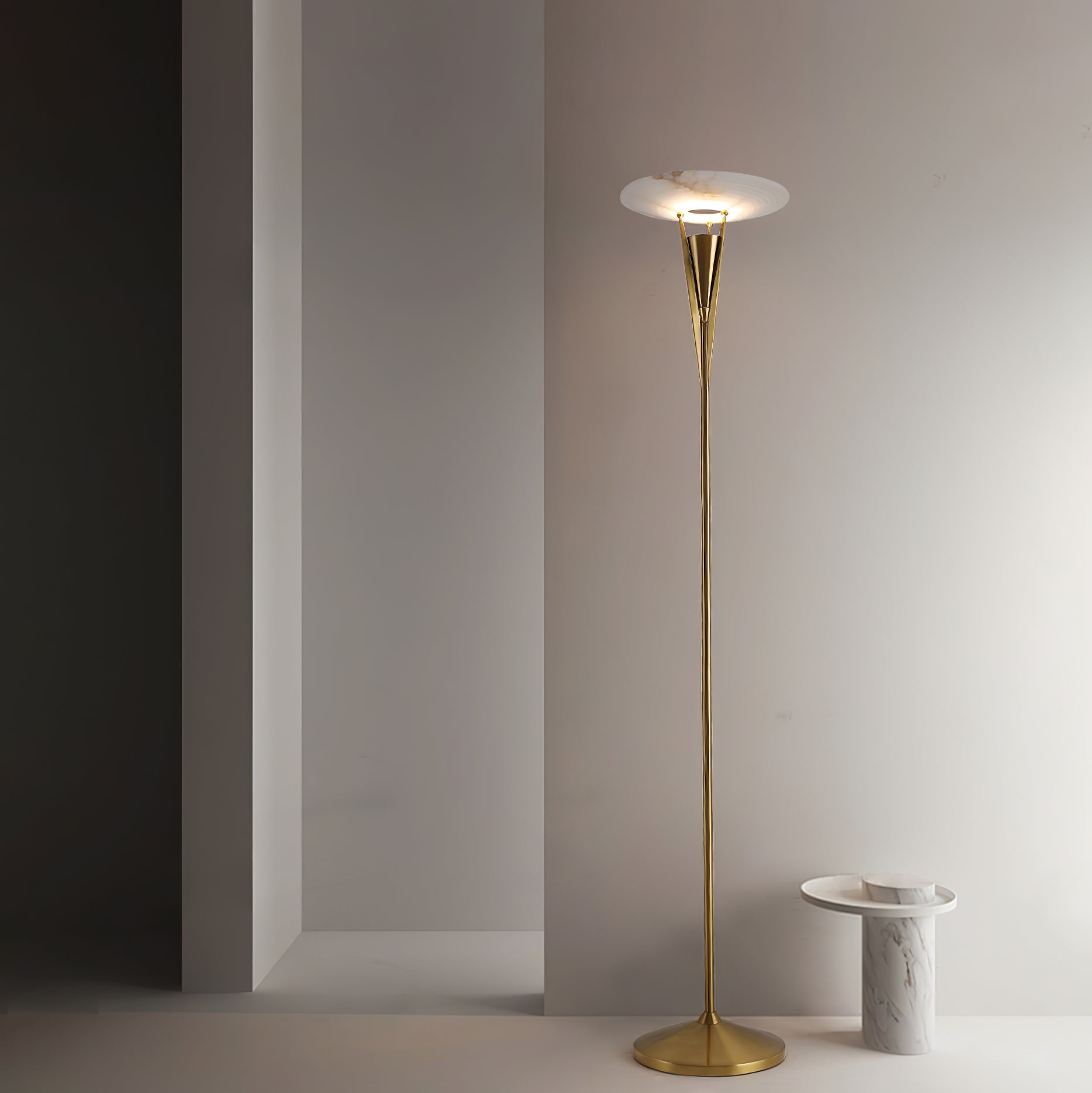 Lampadaire moderne Refil en Albâtre Cuivre