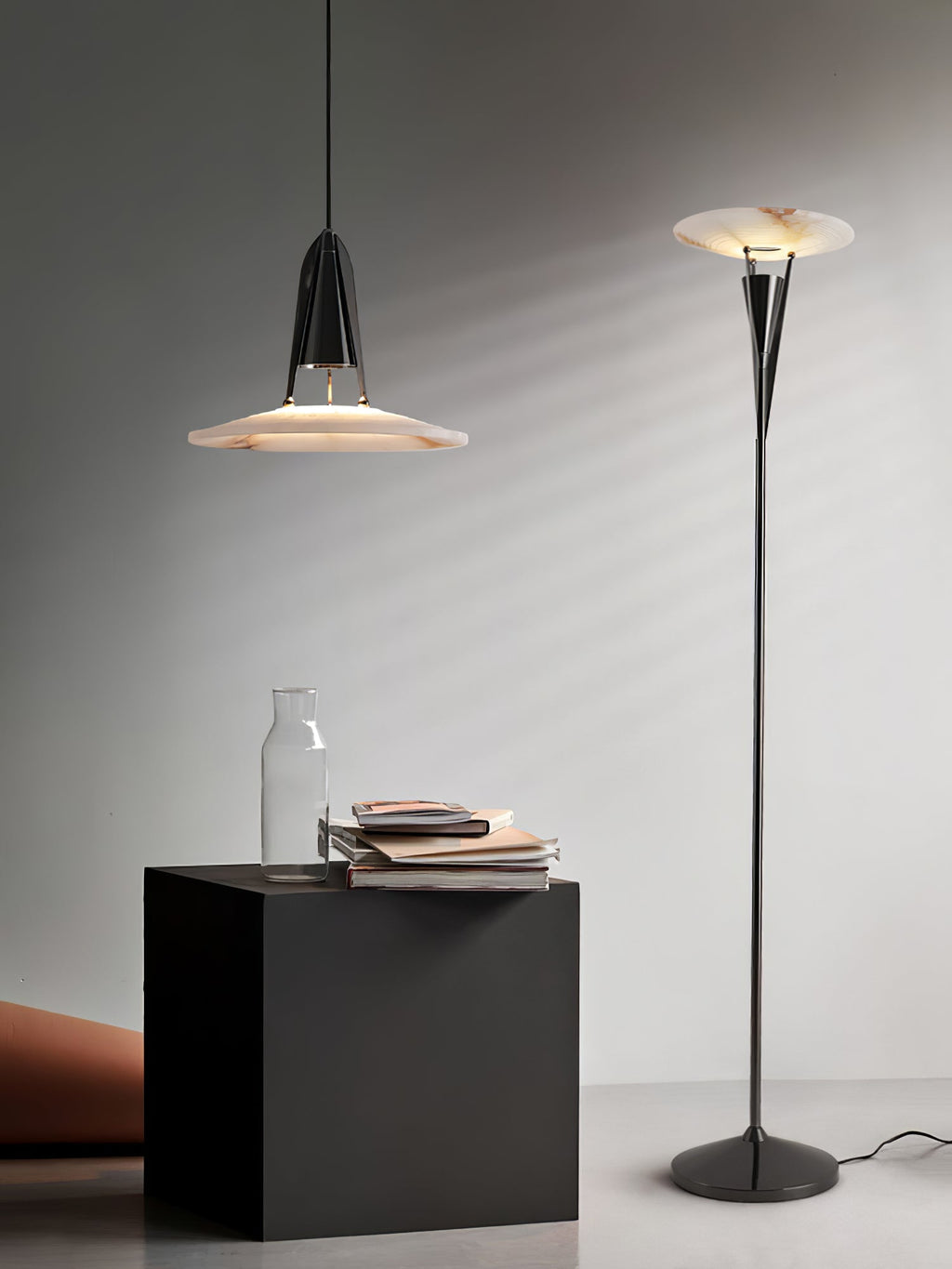 Lampadaire moderne Refil en Albâtre Cuivre
