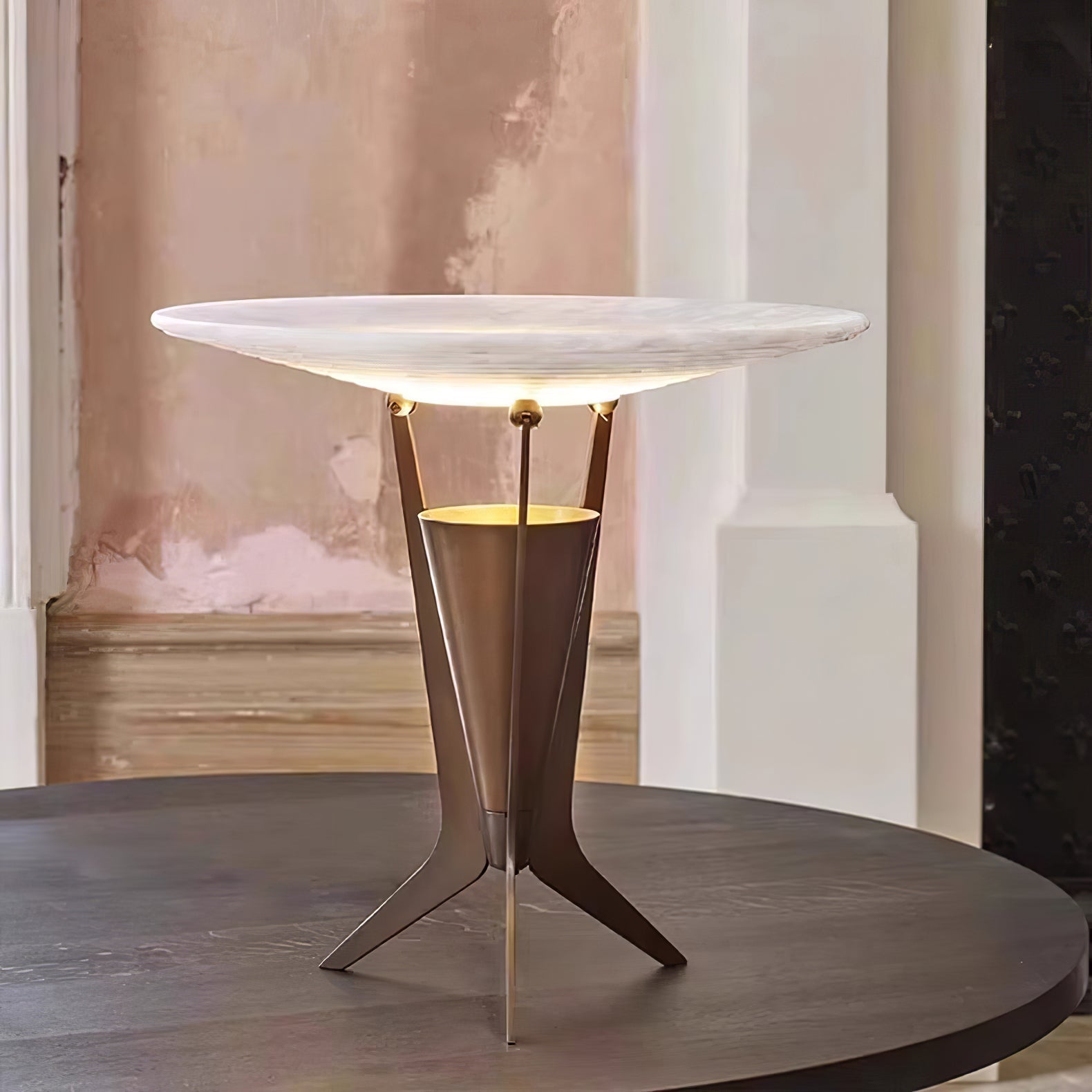 Lampe à poser moderne Refil en Albâtre Cuivre
