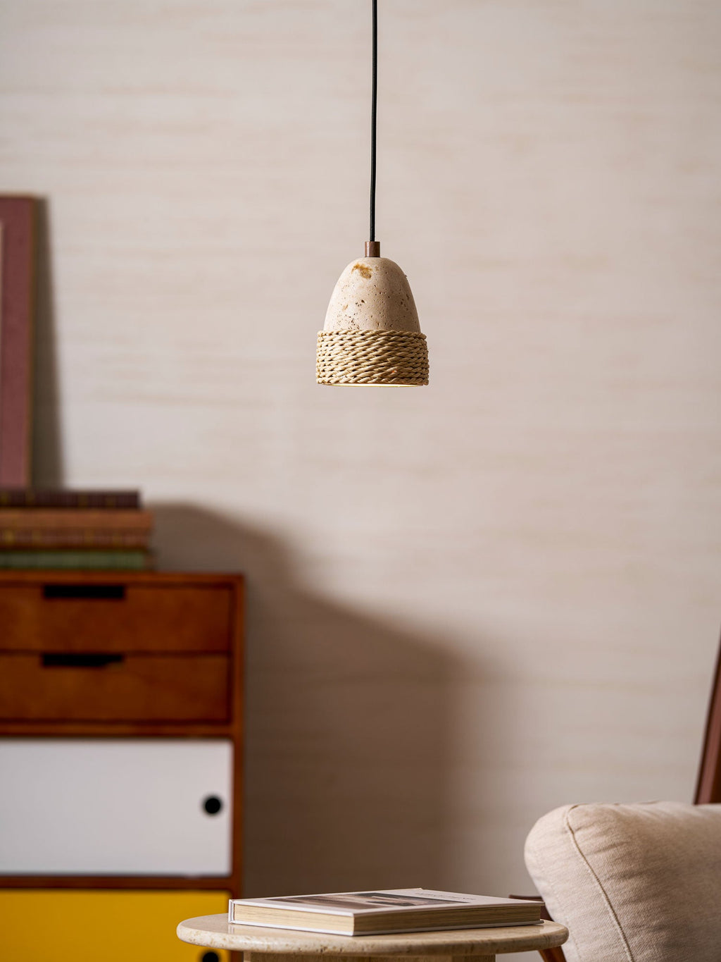 Suspension moderne Maris en Travertin jaune