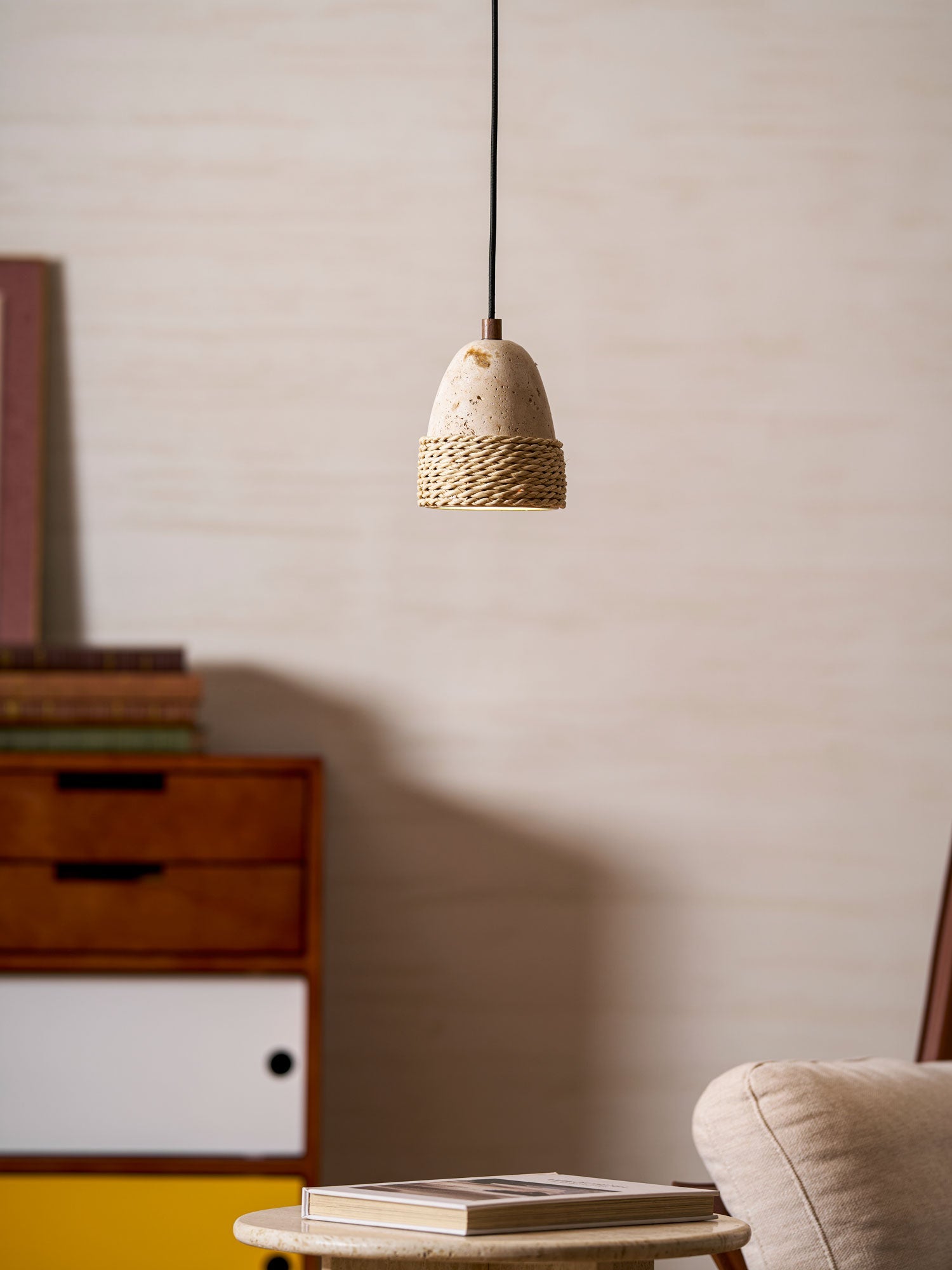 Suspension moderne Maris en Travertin jaune