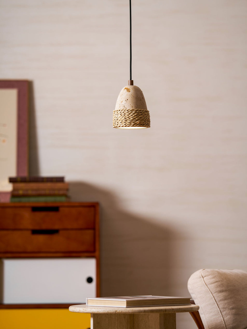 Suspension moderne Maris en Travertin jaune